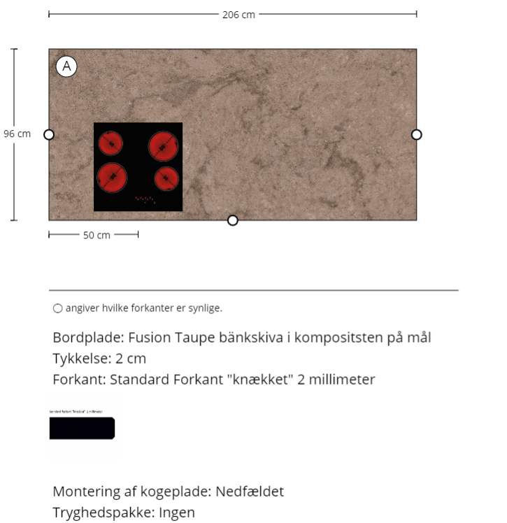 Fusion Taupe bänkskiva i kompositsten på mål